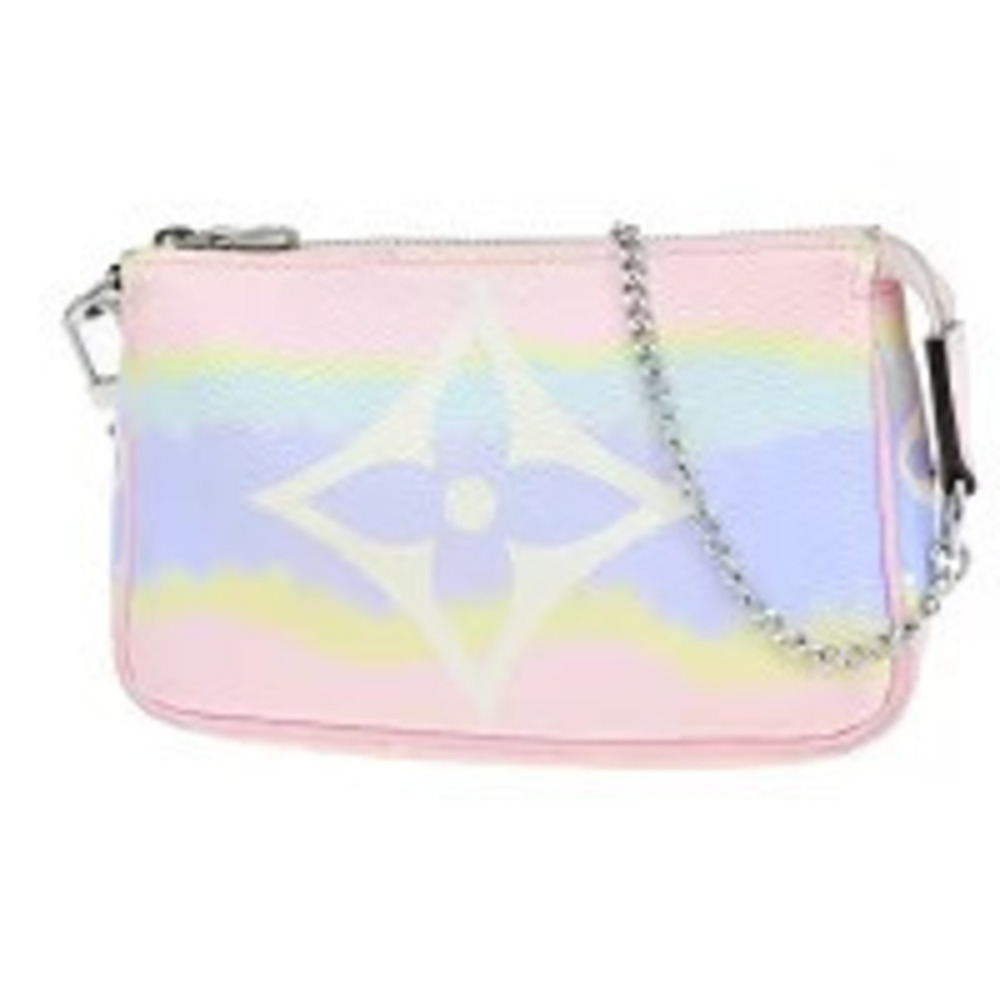 Louis Vuitton Pochette Accessoires Chain Handbag Monogram Escale Leather Pink